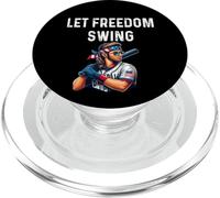 Let Freedom Swing Baseball Player - Mullet Lunettes de Soleil Drapeau PopSockets PopGrip pour MagSafe