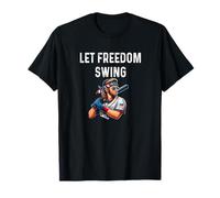 Let Freedom Swing Baseball Player - Mullet Lunettes de Soleil Drapeau T-Shirt