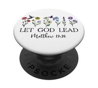 Let God Lead Matthew 19:26 God Quote All Things are Possible PopSockets PopGrip Adhésif