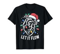 Let It Flow Cœur Anatomique de Noël T-Shirt Graphique avec Valeur, Homme, Noir, XL