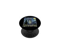 Let it Gogh Funny Van Gogh Starry Night Raccoon PopSockets PopGrip Adhésif