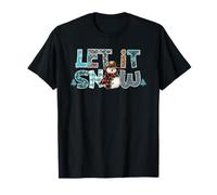 Let-It Snow Adorable Bonhomme de Neige Debout dans la Neige Qui Tombe doucement T-Shirt
