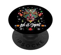 Let It Snow Cool Christmas Night Owl Illustration Graphic PopSockets PopGrip Adhésif