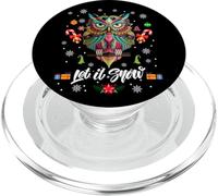 Let It Snow Cool Christmas Night Owl Illustration Graphic PopSockets PopGrip pour MagSafe