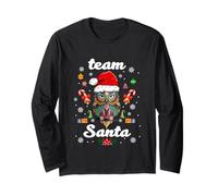 Let It Snow Cool Christmas Night Owl Team Santa Illustration Manche Longue