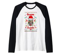 Let It Snow Cool Christmas Night Owl Team Santa Illustration Manche Raglan