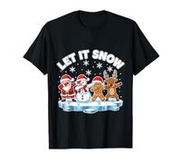 Let It Snow Dab Squad Père Noël, Bonhomme de Neige, Pain d'épices et Renne T-Shirt