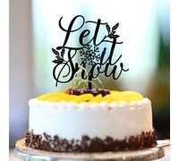 Let It Snow - Décoration de gâteau d'anniversaire sur le thème de l'hiver 2022 - Bonhomme de neige en acrylique noir, cadeau personnalisé pour enfants et filles