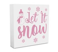 Let It Snow Décorations d'hiver roses Bonhomme de neige Décoration d'intérieur Rose Décoration d'hiver rose Décoration d'intérieur Rose Décoration d'intérieur Décorations de vacances d'hiver 12,7 x