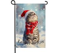 Let It Snow Drapeau de jardin américain à poil court double face Motif chat américain