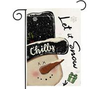 Let It Snow Drapeau de jardin Bonhomme de neige Décoration de Noël Double face Petit drapeau Bannières de vacances fo