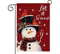 Let It Snow Drapeau de jardin de Noël double face Motif bonhomme de neige