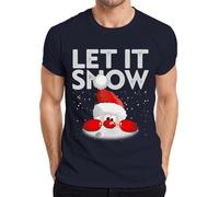 Let It Snow Père Noël - Noël Cadeau de Noël Hommes T-Shirt, Navy, L