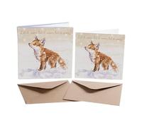 Let It Snow - Renard Cub - Carte de Noël Boite Ensemble - 8 de Luxe Feuille D'or Cartes et Enveloppes - Wrendale Designs