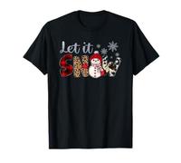 Let-It Snow Silhouette de Bonhomme de Neige pour fête de Noël T-Shirt
