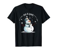 Let-It Snow Silhouette de Bonhomme de Neige pour fête de Noël T-Shirt