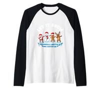 Let It Snow Squad Dab Christmas Père Noël Renne Bonhomme de Neige Pain d'épices Manche Raglan