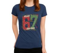 Let It Snow T-shirt de Noël pour femme Motif bonhomme de neige, Bleu marine, S