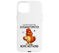 Let Me Check My Giveashitometer Funny Grumpy Chicken Coffee Coque pour iPhone 15 Plus