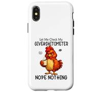 Let Me Check My Giveashitometer Funny Grumpy Chicken Coffee Coque pour iPhone X/XS