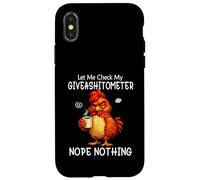 Let Me Check My Giveashitometer Funny Grumpy Chicken Coffee Coque pour iPhone X/XS