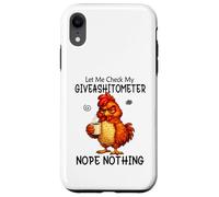 Let Me Check My Giveashitometer Funny Grumpy Chicken Coffee Coque pour iPhone XR