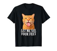 Let Me See Your Feet Funny Orange Cat Meme Tongue Out Adult T-Shirt