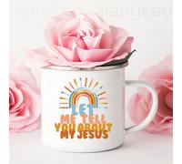 Let Me Tell You About My Jesus Rainbow Print Mugs,Chrétien,Café,Boissons De Normalisation,Tasse À Eau,Tasse En Émail,Poignée,Verres,Meilleurs Cadeaux