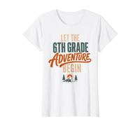 Let The 6th Grade Adventure Begin Sixth Grade Back to School T-Shirt Graphique avec Valeur, Femme, Blanc, S