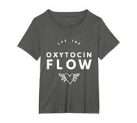 Let The Oxytocin Flow Tee pour Doulas, Sage-Femme, Coach de Travail T-Shirt, Femme Grandes Tailles, Asphalte, 3X