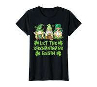 Let The Shenanigans Begin Irish Gnomes St Patrick T-Shirt Graphique avec Valeur, Femme, Noir, L