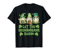 Let The Shenanigans Begin Irish Gnomes St Patrick T-Shirt Graphique avec Valeur, Homme, Noir, L