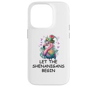 Let The Shenanigans Begin Mardi Gras Flamingo St Patrick's Coque pour iPhone 14 Pro