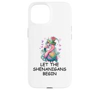 Let The Shenanigans Begin Mardi Gras Flamingo St Patrick's Coque pour iPhone 15