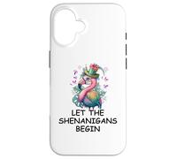 Let The Shenanigans Begin Mardi Gras Flamingo St Patrick's Coque pour iPhone 16