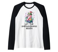Let The Shenanigans Begin Mardi Gras Flamingo St Patrick's Manche Raglan