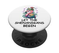 Let The Shenanigans Begin Mardi Gras Flamingo St Patrick's PopSockets PopGrip Adhésif