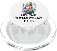 Let The Shenanigans Begin Mardi Gras Flamingo St Patrick's PopSockets PopGrip pour MagSafe