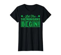 Let The Shenanigans Begin! Saint Patricks Day T-Shirt Graphique avec Valeur, Femme, Noir, L