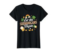 Let The Shenanigans Begin - St Patrick Day Irish T-Shirt Graphique avec Valeur, Femme, Noir, XL