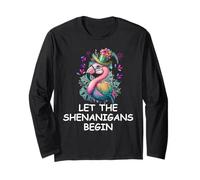 Let The Shenanigans Begin St Patricks Flamingo Mardi Gras Manche Longue