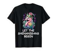 Let The Shenanigans Begin St Patricks Flamingo Mardi Gras T-Shirt