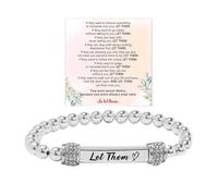 Let Them Bracelet extensible délicat en acier inoxydable avec perles de diamant et chaîne inspirante en cristal pour homme et femme, Adjustable, Acier inoxydable, Oxyde de zirconium