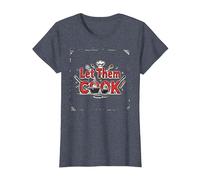 Let Them Cook Décoration Murale de Cuisine pour Les Amateurs de Cuisine T-Shirt, Femme, Bleu Chiné, XL