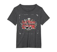 Let Them Cook Décoration Murale de Cuisine pour Les Amateurs de Cuisine T-Shirt, Femme Grandes Tailles, Chiné Foncé, 3X