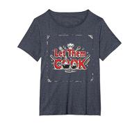 Let Them Cook Décoration Murale de Cuisine pour Les Amateurs de Cuisine T-Shirt, Femme Grandes Tailles, Bleu Chiné, 1X