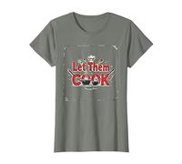 Let Them Cook Décoration Murale de Cuisine pour Les Amateurs de Cuisine T-Shirt, Femme, Vert Kaki chiné, 3XL