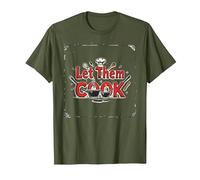 Let Them Cook Décoration Murale de Cuisine pour Les Amateurs de Cuisine T-Shirt, Homme, Olive, S