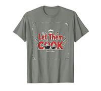 Let Them Cook Décoration Murale de Cuisine pour Les Amateurs de Cuisine T-Shirt, Homme, Vert Kaki chiné, XL