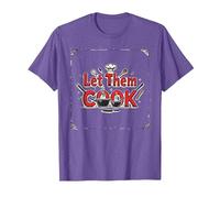 Let Them Cook Décoration Murale de Cuisine pour Les Amateurs de Cuisine T-Shirt, Homme, Violet chiné, L